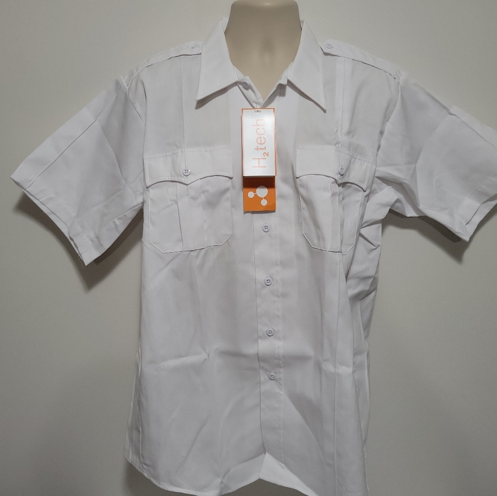 White Short Sleeve Uniform Shirt Police and Security